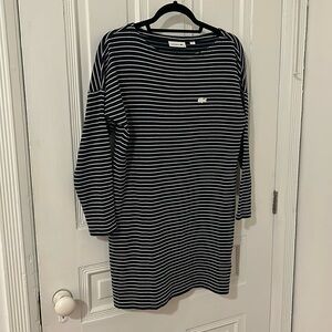 Lacoste Navy/White Striped Long Sleeve Dress, Size 34/XS